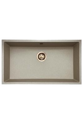 GraniteMy Universal pia de granito bege areia 74x40 cm sobreposto, embutido e encastrado com tampão de cobre 1208968019