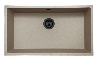 GraniteMy Universal pia de areia de granito bege 74x40 cm montagem superior, montagem inferior e montagem nivelada com plugue preto 1208968020