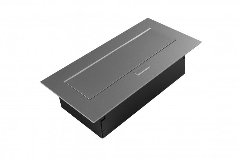 Tomada de móveis 2x tomada com aterramento, USB A+C, cabo de energia com plugue, alu