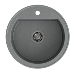 Quadri Norwich Cinza Pia Redonda de Granito 51 cm de Sobrepor - 1208969496