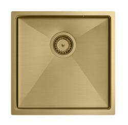 Aquadesign Zara Pia de Cozinha Dourada 44x44cm para Instalação Submontada, Montagem Nivelada e Sobreposta com Plugue Dourado - 1208969514