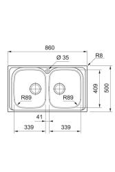 Franke Spark SKX 620-86 Pia Dupla em Aço Inoxidável com Furo para Torneira 86x50cm 101.0714.440
