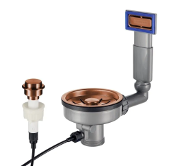 Conjunto de Ralo com Cesto para Pia Lorreine, Cobre, com Transbordamento e Botão de Pressão para Drenagem Automática 1208969591