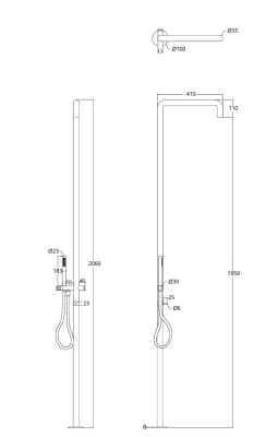Waterevolution Flow coluna de duche com misturadora e chuveiro de mão em aço inoxidável T147IE