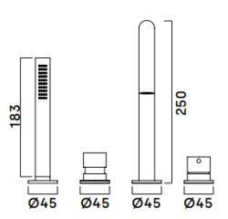 Waterevolution Flow 4-gats kraan voor badrandmontage wit H T138HBR