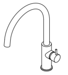 Waterevolution Flow misturador de cozinha com bica giratória redonda metal escuro T158UGME