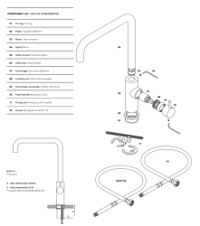 Waterevolution Flow torneira de cozinha com bico giratório angular light gold T158HWGE