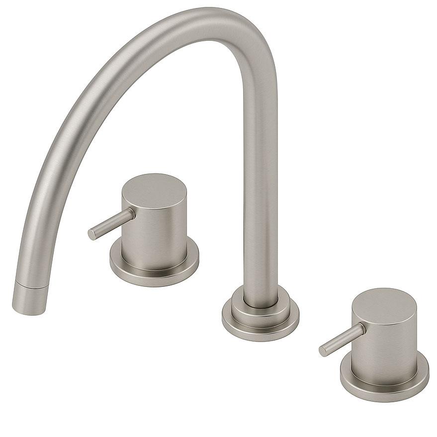 Waterevolution Flow misturador de cozinha de 3 furos com bica giratória e conexão para água filtrada em aço inoxidável T152UIE