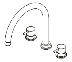 Waterevolution Flow misturador de cozinha de 3 furos com bica giratória e conexão para água filtrada preto T152UPR