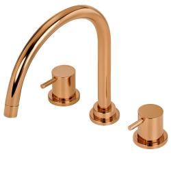Waterevolution Flow torneira de cozinha de 3 furos com bica giratória e conexão para água filtrada cobre T152UCPE