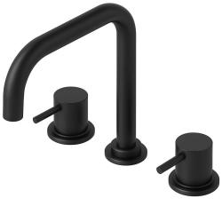 Waterevolution Flow misturador de cozinha de 3 furos com bica giratória e conexão para água filtrada preto T152HPR