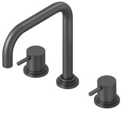 Waterevolution Flow torneira de cozinha angular de 3 furos com bica giratória e conexão para água filtrada, metal gun T152HGME