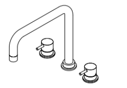 Waterevolution Flow misturador de cozinha angular de 3 furos com bica giratória e conexão para água filtrada, dourado claro T152HWGE