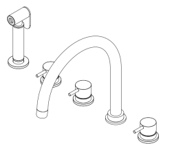Waterevolution Flow misturadora de cozinha de 5 furos com pulverizador extensível e conexão para água filtrada, cromado T154U01