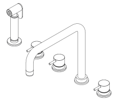 Waterevolution Flow misturador de cozinha angular de 5 furos com pulverizador retrátil e conexão para água filtrada em aço inoxidável T154HIE
