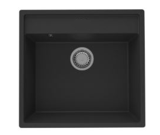 GraniteMy Bremen Pia de Granito 53x50 cm Preto - Sobrepor, Embutir e Instalação Plana com Furo para Torneira e Plugue Dourado 1208969969 - Productafbeelding
