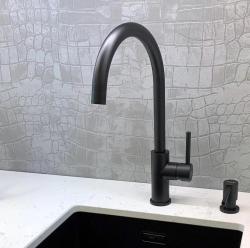 Lorreine Mersey-Black PVD torneira de cozinha totalmente em aço inoxidável com bica giratória preta 1208970032