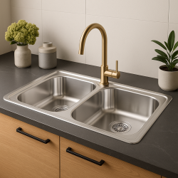 Banka Diplomat Inox pia dupla sobreposto 80x44 cm 1208970059