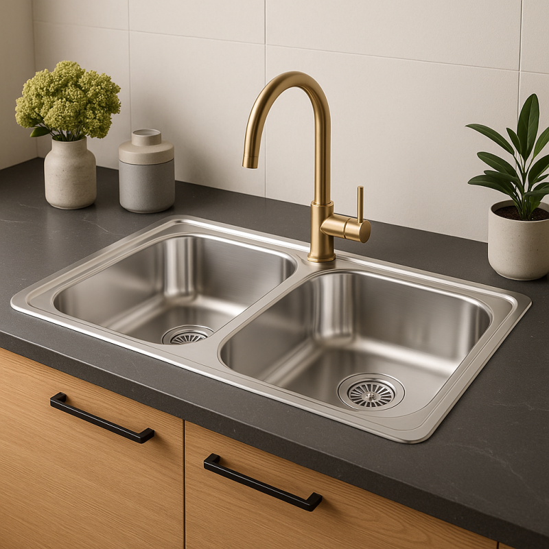 Banka Diplomat Inox pia dupla sobreposto 80x44 cm 1208970059