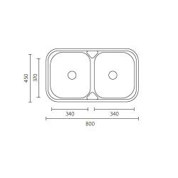 Banca Halifax RVS pia dupla de sobrepor 80x45 cm 1208970060.