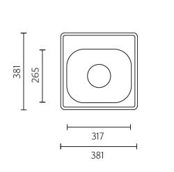 Banca Detroit Pia de Cozinha em Aço Inoxidável 381 x 381 mm Montagem de Sobrepor com Furo para Torneira 1208970074