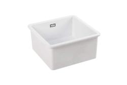 Ausmann Ceramic Ember Pia Cerâmica Quadrada Branca de Embutir e Sobrepor 40 x 40 cm com Plug de Aço Inoxidável 1208970094