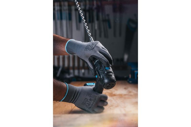 HÖGERT furadeira a bateria 18V, conjunto com bateria, carregador, suporte para bits, caixa de brocas.