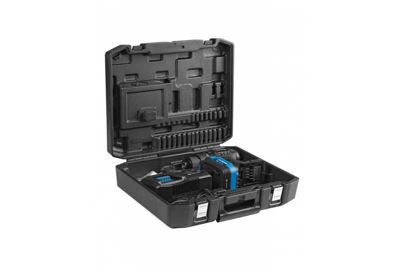 HÖGERT furadeira a bateria 18V, conjunto com bateria, carregador, suporte para bits, caixa de brocas.