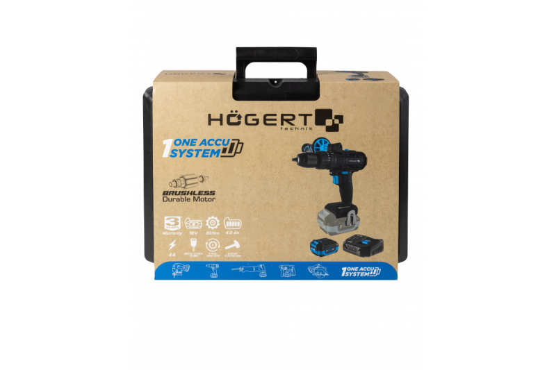 HÖGERT furadeira de impacto a bateria, 18V para tijolo, pedra, madeira, metal e plástico.