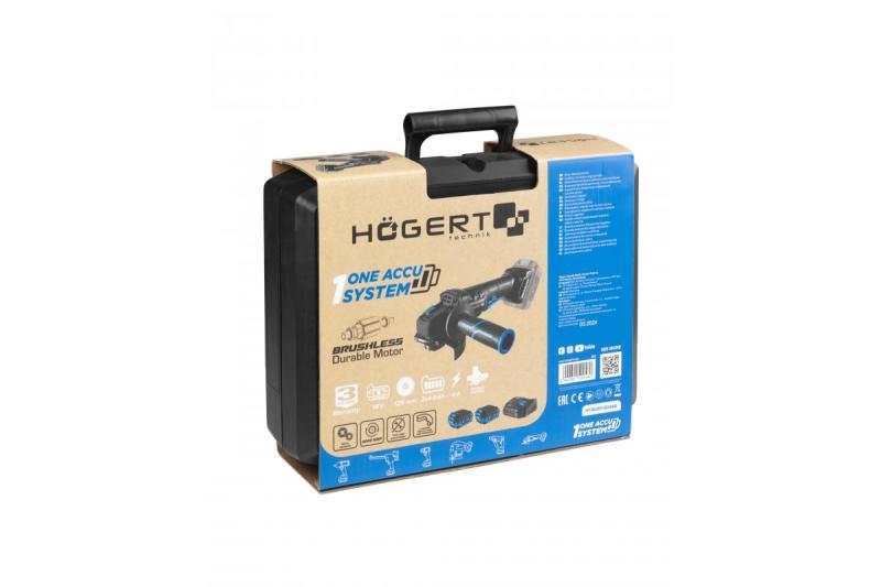 HÖGERT Rebarbadora sem fio com interruptor de pala, 125MM, 18V - Conjunto (bateria, carregador, acessórios)