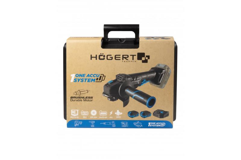 HÖGERT Rebarbadora sem fio com interruptor de pala, 125MM, 18V - Conjunto (bateria, carregador, acessórios)