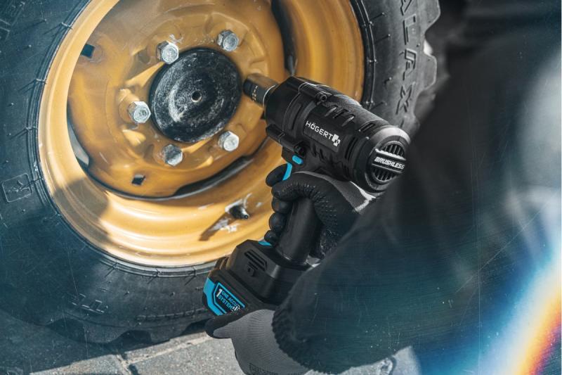 HÖGERT conjunto de chave de impacto sem fio, sem escovas, 1000 Nm, 18V com bateria, carregador
