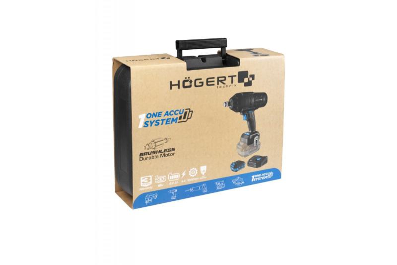 HÖGERT conjunto de chave de impacto sem fio, sem escovas, 1000 Nm, 18V com bateria, carregador