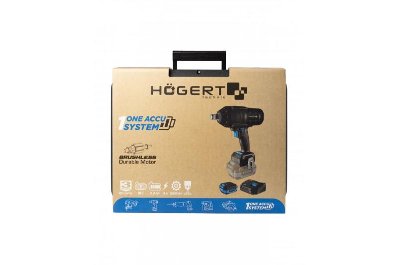 HÖGERT conjunto de chave de impacto sem fio, sem escovas, 1000 Nm, 18V com bateria, carregador