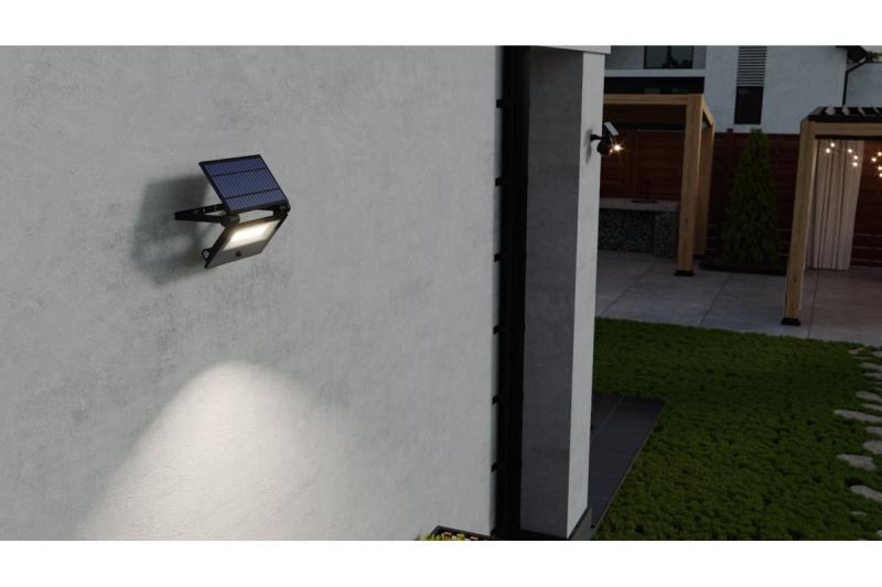 Luz de inundação solar LUMOS II, LED, 2000lm, 6400K, 2600mAh substituível, IP65, preto