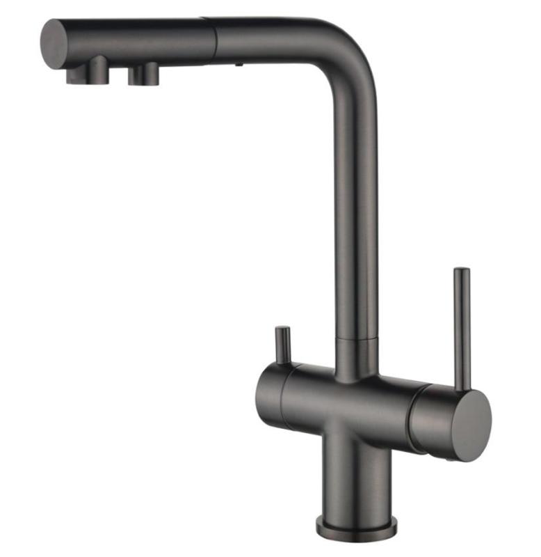 Ausmann Ellington 3-Way Kitchen Faucet with Pull-Out Spout and Filtered Water – Gun Metal – 1208970499