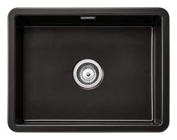 Ausmann Ceramic Ember Pia Cerâmica de Montagem em Preto Fosco - Montagem Superior e Inferior 54 x 40 cm com Plugue de Aço Inoxidável 1208970511