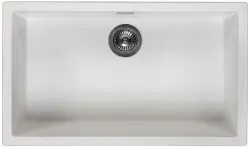 Pia Branca Grande 70x40 cm para Montagem Inferior, Superior e Nivelada com Tampão de Metal Gun 1208970520