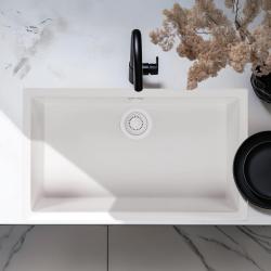 Pia Grande Branca 70x40 cm Sob Bancada, Sobrepor e Instalação Nivelada com Plugue Branco 1208970521