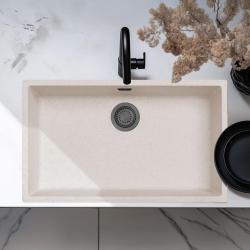 Areia Branca Grande Pia 70x40 cm Embutida, Sobreposta e Nivelada com Plugue Gun Metal 1208970524