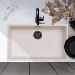 Areia Branca Grande Pia 70x40 cm Submontagem, Sobrepor e Montagem Nivelada com Tampa Preto Fosco 1208970525