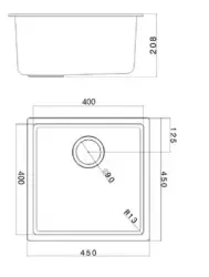Areia Branca Creme Pia 40x40 cm Embutida, Sobreposta e Nivelada com Tampa Preta Fosca 1208970540