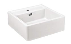 Ausmann Ceramic Panor Shade Pia de Cerâmica Branca Butler - Montagem Inferior e Semi-Encaixe 630 x 597 mm com bancada para torneira e tampa de metal gun 1208970551