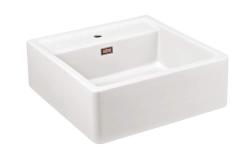 Ausmann Ceramic Panor Shade Pia de Cerâmica Branca Butler - Montagem Inferior e Intermediária 630 x 597 mm com bancada para torneira e Plugue de Cobre 1208970559
