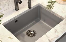 Graniteland Solo Granito cinza Pia de embutir 42x34 cm com Válvula de Aço Inoxidável 1208970569