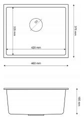Graniteland Solo Granito cinza Pia de embutir 42x34 cm com Válvula de Aço Inoxidável 1208970569