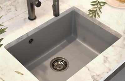 Graniteland Solo Granito cinza Pia de embutir 42x34 cm com Válvula de Aço Inoxidável 1208970569