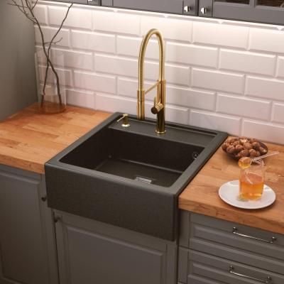 Graniteland Arno Granito Arduin aparência de pedra dura Pia de embutir 582x620mm com plugue quadrado de aço inoxidável 1208970600