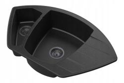 Graniteland Monte Granitos preto ardósia pedra calcária Pia de canto montada 901x538mm com tampa de aço inoxidável 1208970601.