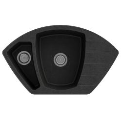 Graniteland Monte Granitos preto ardósia pedra calcária Pia de canto montada 901x538mm com tampa de aço inoxidável 1208970601.